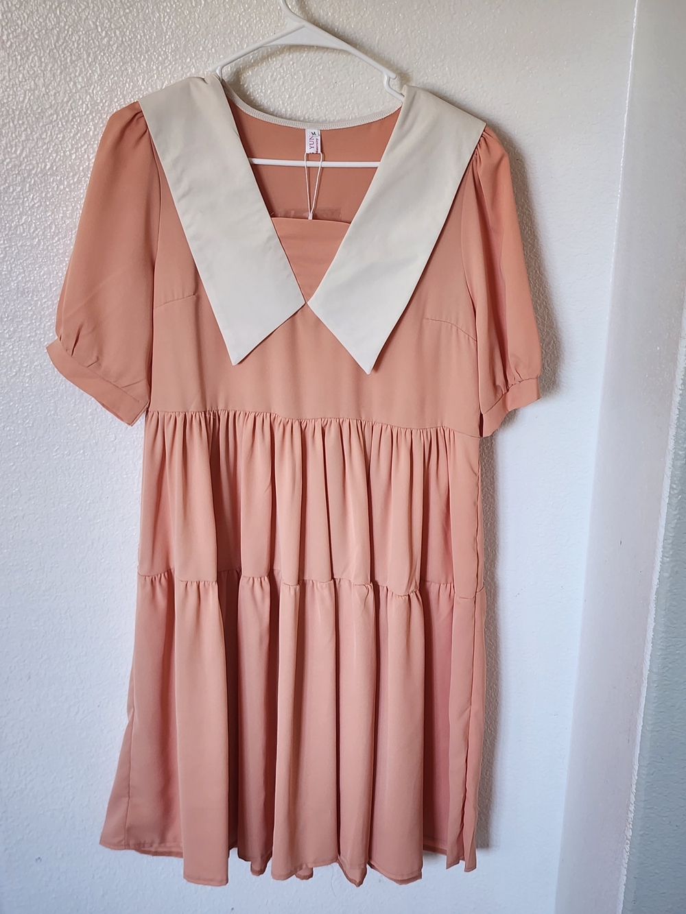 XING YUN Maternity Peach Babydoll Dress Size M NWT Sailor Collar